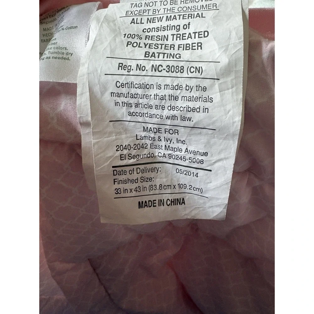 Lambs & Ivy Crib Blanket Comforter Baby Toddler Nursery Pink Black Paris Bow‎